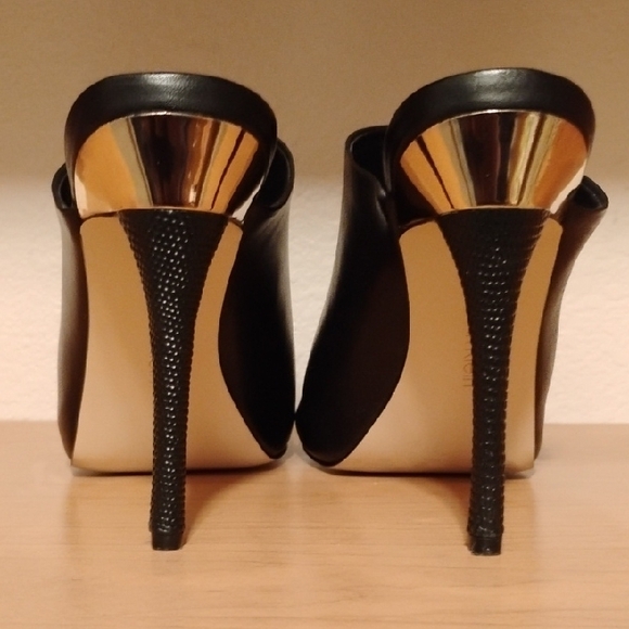 Black Peep Toe Mules - Picture 5 of 9